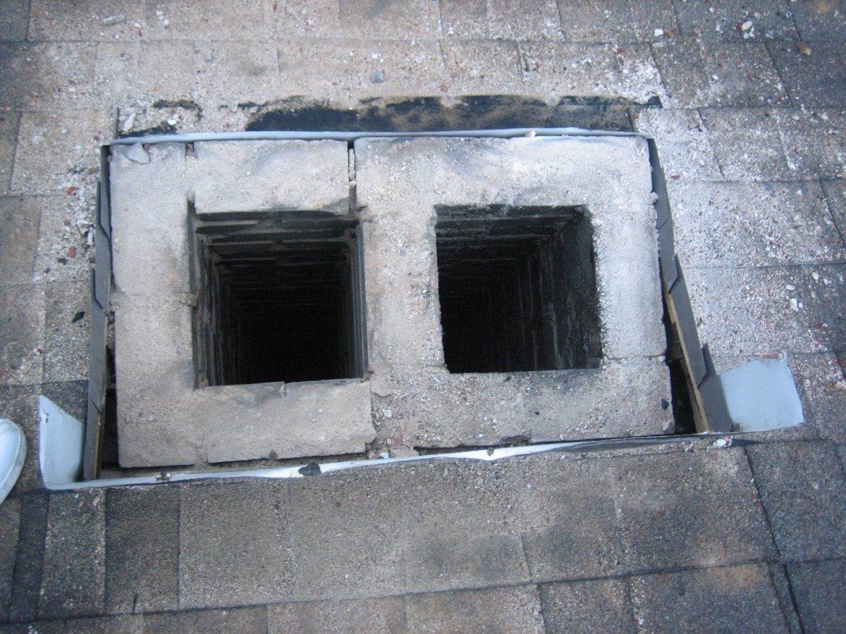 cinderblock in chimney rebuild