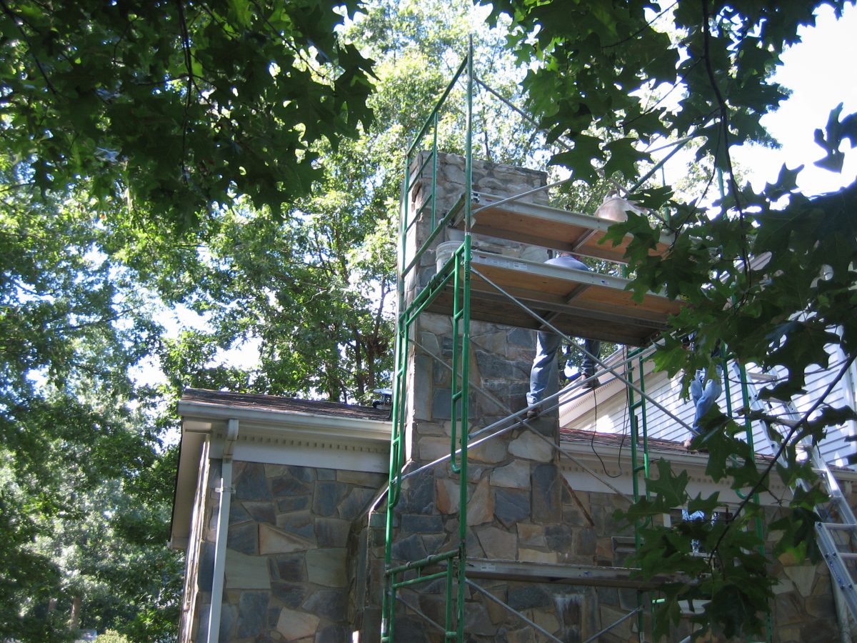 Stone chimney repair
